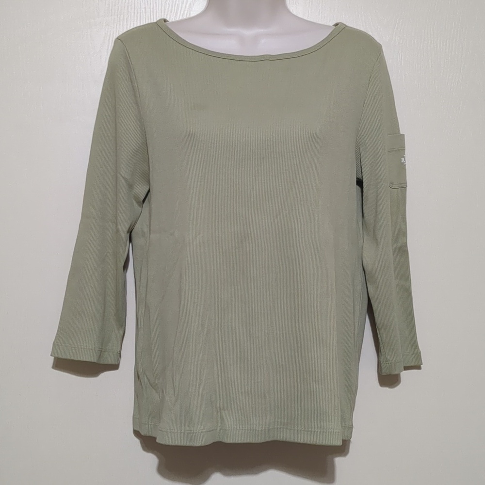 Lauren Ralph Lauren Olive 3/4 Sleeve Top Women's Size medium